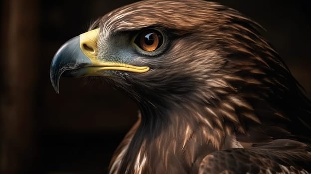 A close-up portrait of a steppe eagle. Generative AI.
