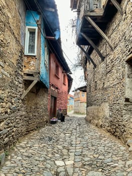 Cumalikizik village is a 700 years old Ottoman village in Turkey. Old Ottoman village in Bursa city, Turkey. Narrow street with old Ottoman houses