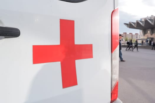 RUSSIA, MOSCOW - september 21, 2019.The ambulance Austrian Red Cross on the teachings of the Ministry of Emergency Situations of russia.