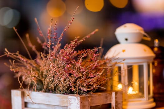 Autumnal decorated terrace.Autumn arrangement mood