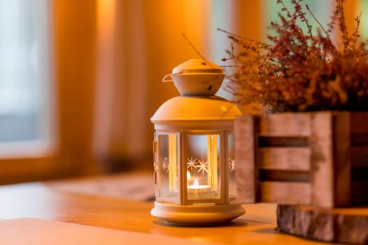 Autumnal decorated terrace.Autumn arrangement mood