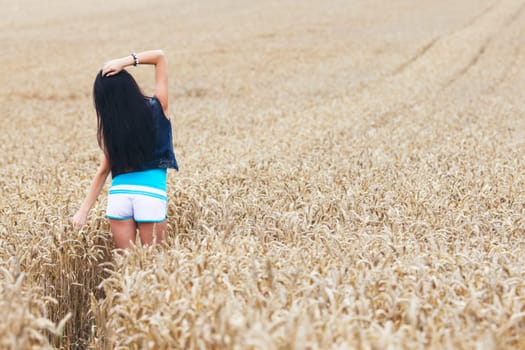 woman on wheat field