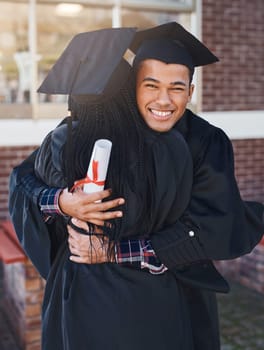 Things end but memories last forever. two happy young students hugging each other on graduation day