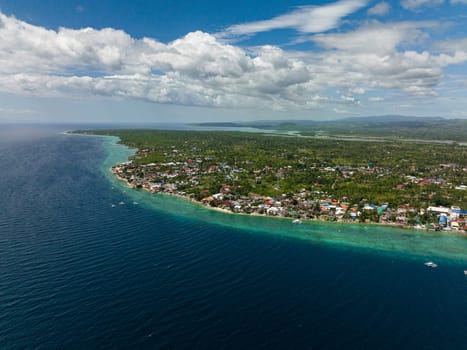 The coast of Moalboal with hotels and dive centers. A popular place for divers. Philippines, Cebu.