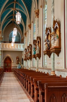 SAVANNAH, USA - DECEMBER 02, 2011: stained glass window, Cathedral Basilica of St. John the Baptist, Savannah, Georgia