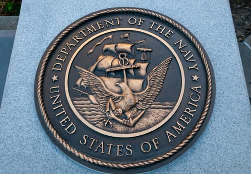 SAVANNAH, USA - DECEMBER 02, 2011: Department of the Army logo on the monument in the city of Savannah