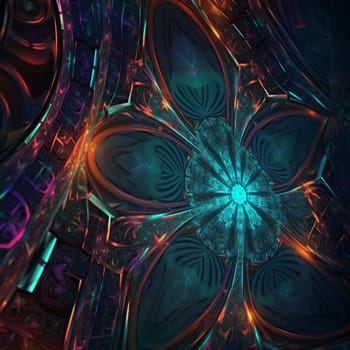 This abstract wallpaper features a series of intricate patterns, all rendered in neon colors. The patterns are arranged in a complex, geometric pattern, with the colors blending together in a smooth, fluid way.