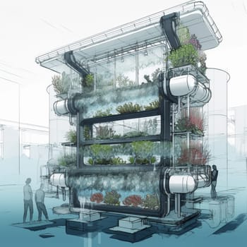 Experience the innovation and sustainability of urban farming with this image of an urban farm that combines aquaculture and hydroponics to create a closed-loop system of sustainable food production. The vertical aquaponics system showcases the potential for urban farming to provide fresh produce and fish in a compact and efficient manner. The image inspires a sense of ingenuity and environmental stewardship.