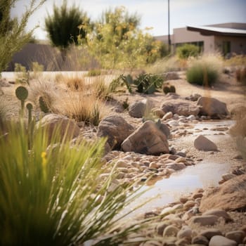 This image depicts a dry, barren landscape transformed into a thriving oasis through sustainable water conservation practices. It showcases the positive impact of water conservation on the environment and local communities. Water scarcity is a growing challenge in many parts of the world, and unsustainable water use practices have led to the depletion of groundwater, rivers, and lakes. However, by adopting sustainable water conservation practices, such as rainwater harvesting, drip irrigation, and greywater reuse, we can transform barren landscapes into thriving ecosystems that support diverse plant and animal life. This image represents the hope and potential for a future where water is conserved and used wisely, leading to a healthier and more sustainable planet.
