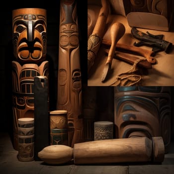 This woodworking tools showcase image highlights the importance of woodworking in creating wooden tools, such as axes, adzes, and draw knives. The proper lighting and composition techniques emphasize the functionality and craftsmanship of these tools, showcasing the creativity and skill involved in crafting these essential woodworking instruments.