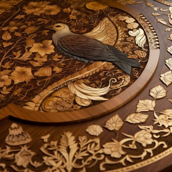 This marquetry showcase image highlights the intricate and delicate art of marquetry, showcasing the different types of woods and intricate patterns used. The proper lighting and composition techniques emphasize the precision and skill involved in marquetry, showcasing the creativity and craftsmanship involved in creating these beautiful works of art.