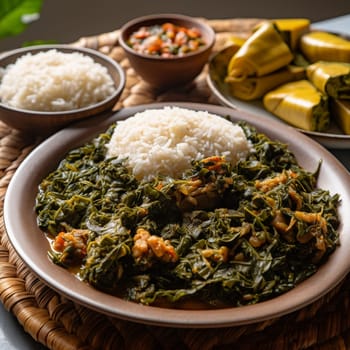 A hearty and flavorful sauce made with cassava leaves, smoked fish or meat, and traditional Sierra Leonean ingredients. This dish is often served with rice or fried plantains for a satisfying and nourishing meal.