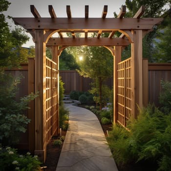 This wood in creating outdoor structures showcase image highlights the importance of wood in creating outdoor structures by showcasing different types of wooden fences, gates, and pergolas. The proper lighting and composition techniques emphasize the beauty and functionality of these structures, showcasing the versatility and durability of wood as an outdoor building material.