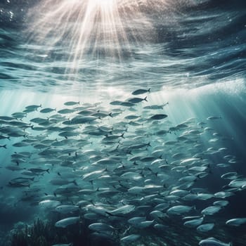 This image captures the beauty of a school of fish swimming in crystal clear waters. It sends a powerful message about the importance of protecting our oceans and promoting sustainable fishing practices. Overfishing, pollution, and climate change are major threats to our oceans and marine life. By adopting sustainable fishing practices, we can help ensure the long-term health and vitality of our oceans. This image serves as a reminder of the incredible beauty and diversity of marine life and the urgent need to protect it.