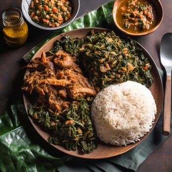 A hearty and flavorful sauce made with cassava leaves, smoked fish or meat, and traditional Sierra Leonean ingredients. This dish is often served with rice or fried plantains for a satisfying and nourishing meal.
