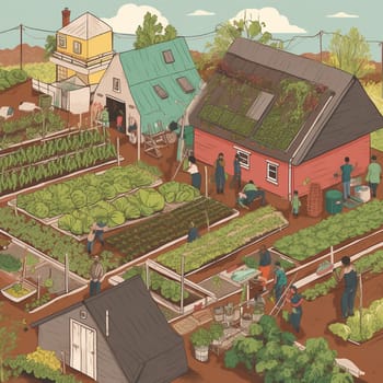 Experience the potential for sustainability in the city with this image of a rooftop farm that encourages community members to participate in a composting program. By bringing their food scraps and other organic waste, they contribute to a closed-loop system that promotes circular economies and reduces waste. The image showcases the beauty of urban farming and the importance of community involvement in promoting sustainable practices.