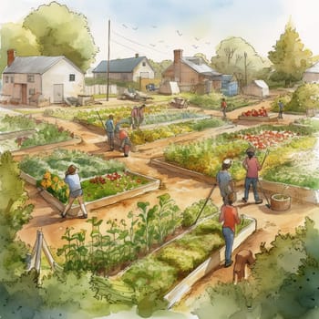 This image captures the sense of purpose and community that comes from a garden dedicated to serving a specific cause. The garden could be focused on providing fresh produce to food banks or educating people about sustainable farming practices, for example. The garden is filled with people of all ages and backgrounds, working together towards a common goal. The image conveys the sense of unity and shared mission that comes from working towards a cause that is greater than oneself.