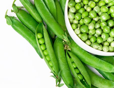 Green peas in stryuchka isolated on the white