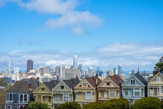 San Francisco with the famous Painted Ladies and the downtown skyline