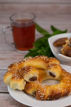 Recipe Maarouk of Aleppo, soft brioche with date paste, High quality photo