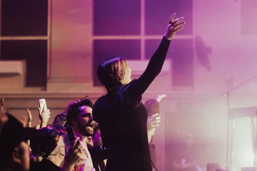 MELBOURNE, AUSTRALIA - MAY 5: Clews on stage with Australian music group Holy Holy as they perform their 'Messed Up' national tour at The Northcote Theatre on May 5 2023 in Melbourne, Australia