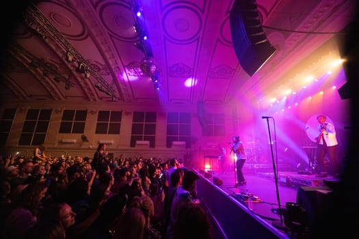 MELBOURNE, AUSTRALIA - MAY 5: Australian music group Holy Holy perform their 'Messed Up' national tour at The Northcote Theatre on May 5 2023 in Melbourne, Australia