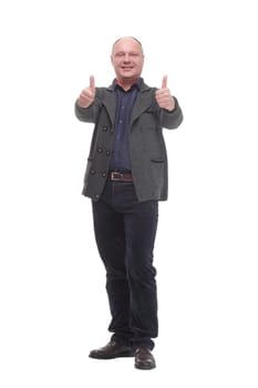 in full growth. Mature man in casual clothes.isolated on a white background.