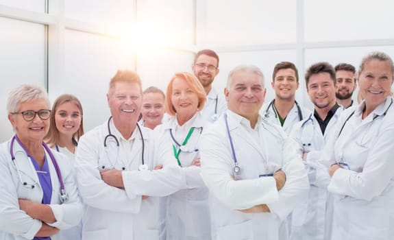 close up. large group of doctors standing together. photo with a copy-space.