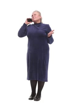portrait of a mature woman talking on telephone. Technology, communication, age and people concept