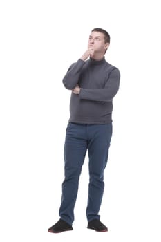 in full growth. young man in casual clothes. isolated on a white background.