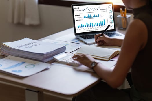 Accountant asian woman working on laptop and do document, tax, exchange, accounting and Financial advisor concept.