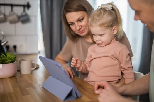 Deaf kid with hearing aid cochlear implant have fun with parents - Hear aid and medicine innovating technology and diversity