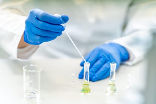 biochemical test in the laboratory. a substance in a glass test tube. High quality photo