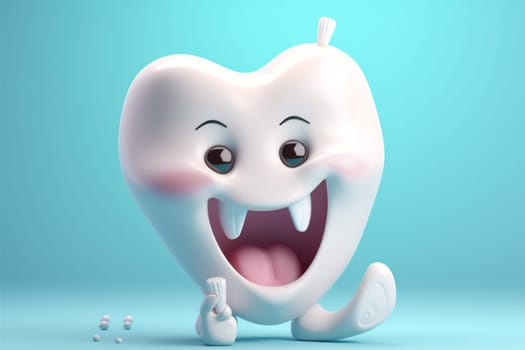 dentist funny clinic design blue child illustration isolated orthodontic health tooth dentistry hygiene smile cute dental smiling white character care. Generative AI.