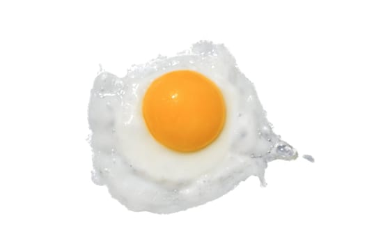 Fried egg isolated on white background. Top view.