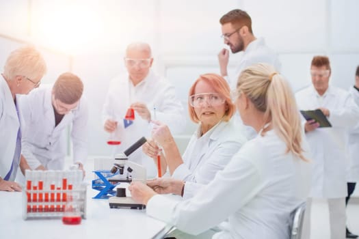 close up. group of doctors and scientists work in the laboratory.