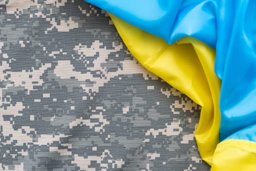 Armed Forces of Ukraine. Ukrainian soldier. Ukrainian in army. Ukrainian flag on military uniform.
