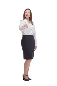 in full growth. Executive business woman. isolated on a white background.