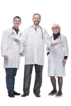 in full growth. group of qualified medical colleagues. isolated on a white background.