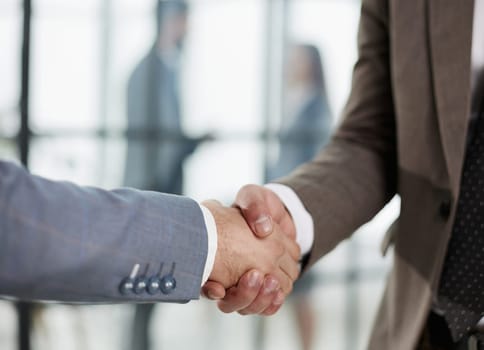 Nice to meet you. Close-up of two young businessmen shaking hands