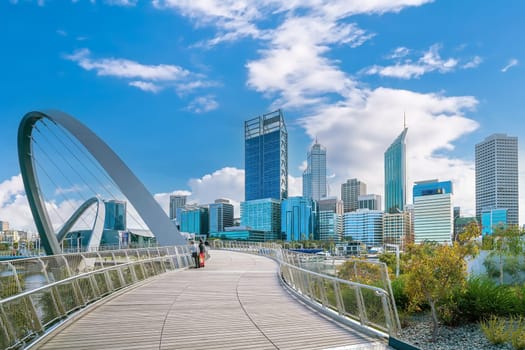 Perth downtown city skyline cityscape of Australia with blue sky