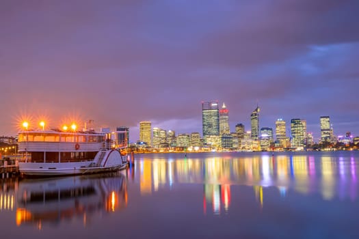 Perth downtown city skyline cityscape of Australia at sunset