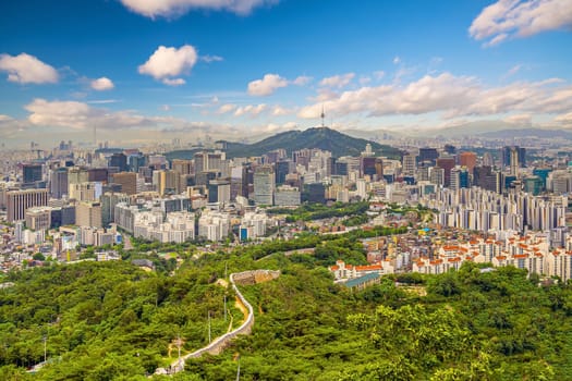 Downtown Seoul city skyline, cityscape of South Korea in Asia