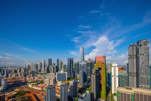 Singapore cityscape, downtown city skyline with blue sky