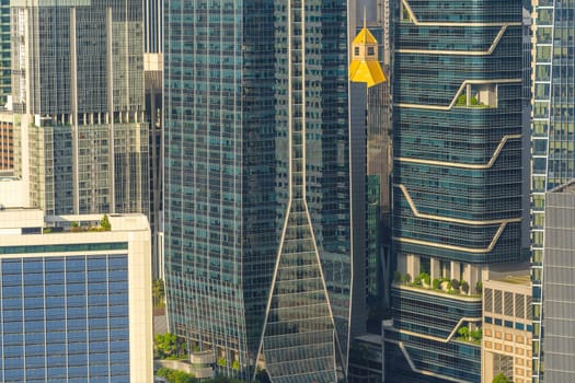 Zoom in Downtown city skyline, cityscape of Singapore 