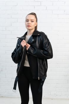 black leather fashion jacket isolated clothing clothes background casual style zipper white design