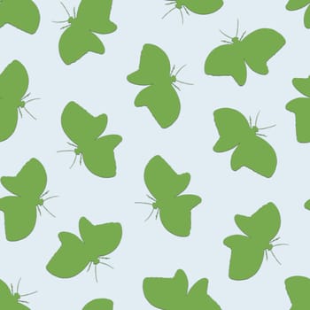 Scattered Butterfly Silhouette Seamless Repeat Pattern Background. Random Green Butterfly Silhouettes Digital Paper.