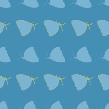 Blue Butterfly Silhouette Seamless Repeat Pattern Background. Colorful Butterfly Silhouettes Digital Paper.