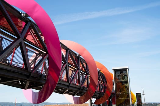 Photo documentation of the colorful pedestrian walkway in Peccioli Pisa Italy