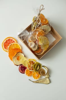 Gift set of various fruits - candied fruits. Dessert is a gift.